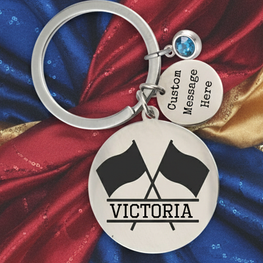 Personalized Color Guard Keychain Custom Name Flag Performance Gift